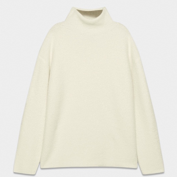 Aritzia The Group Kerez 100% Merino Wool Turtleneck Sweater Ivory Size M - Picture 4 of 13